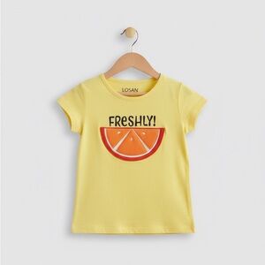 Freshly Yellow Kids T-Shirt with Orange Design